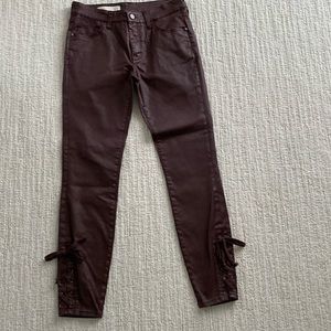 Pilcro from Anthropologie coated jeans. Maroon size 27.  Skinny.